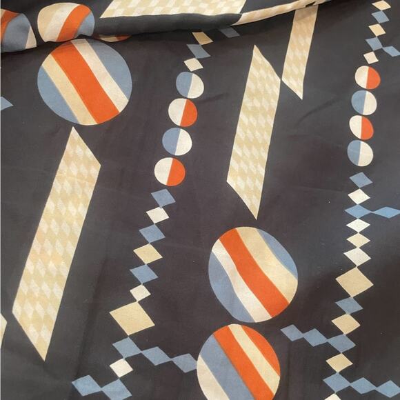 Quintessa 70s Shirt Mens Medium Casual Geometric Long Sleeves Button Down Black - Picture 6 of 11